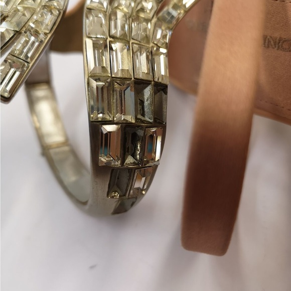 New with defects GIUSEPPE ZANOTTI Satin Ankle Strap Sandals US6 Heel Rhinestones - Picture 9 of 9